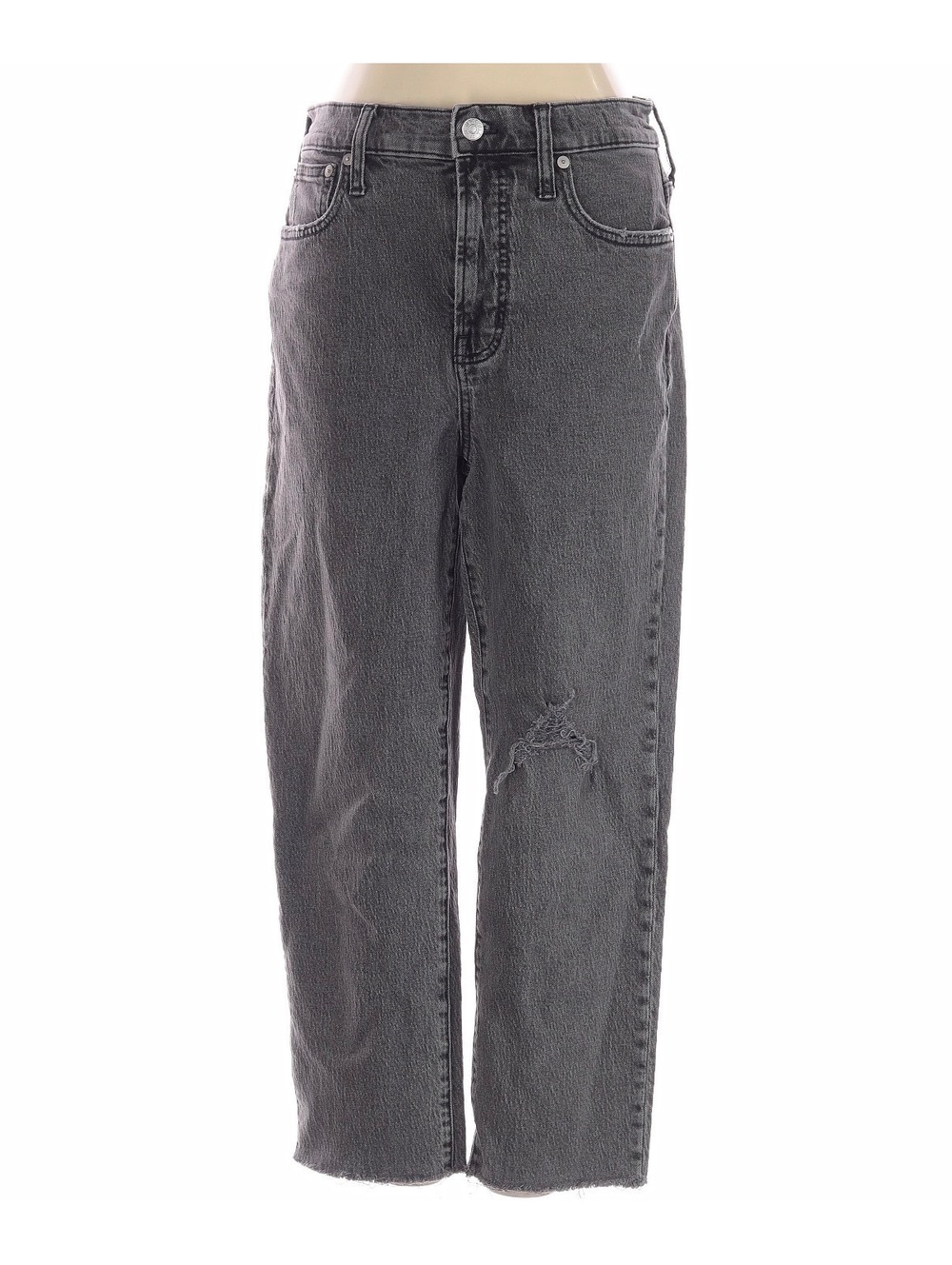 Madewell Gray Distressed High Rise Straight Leg Jeans Size 26
